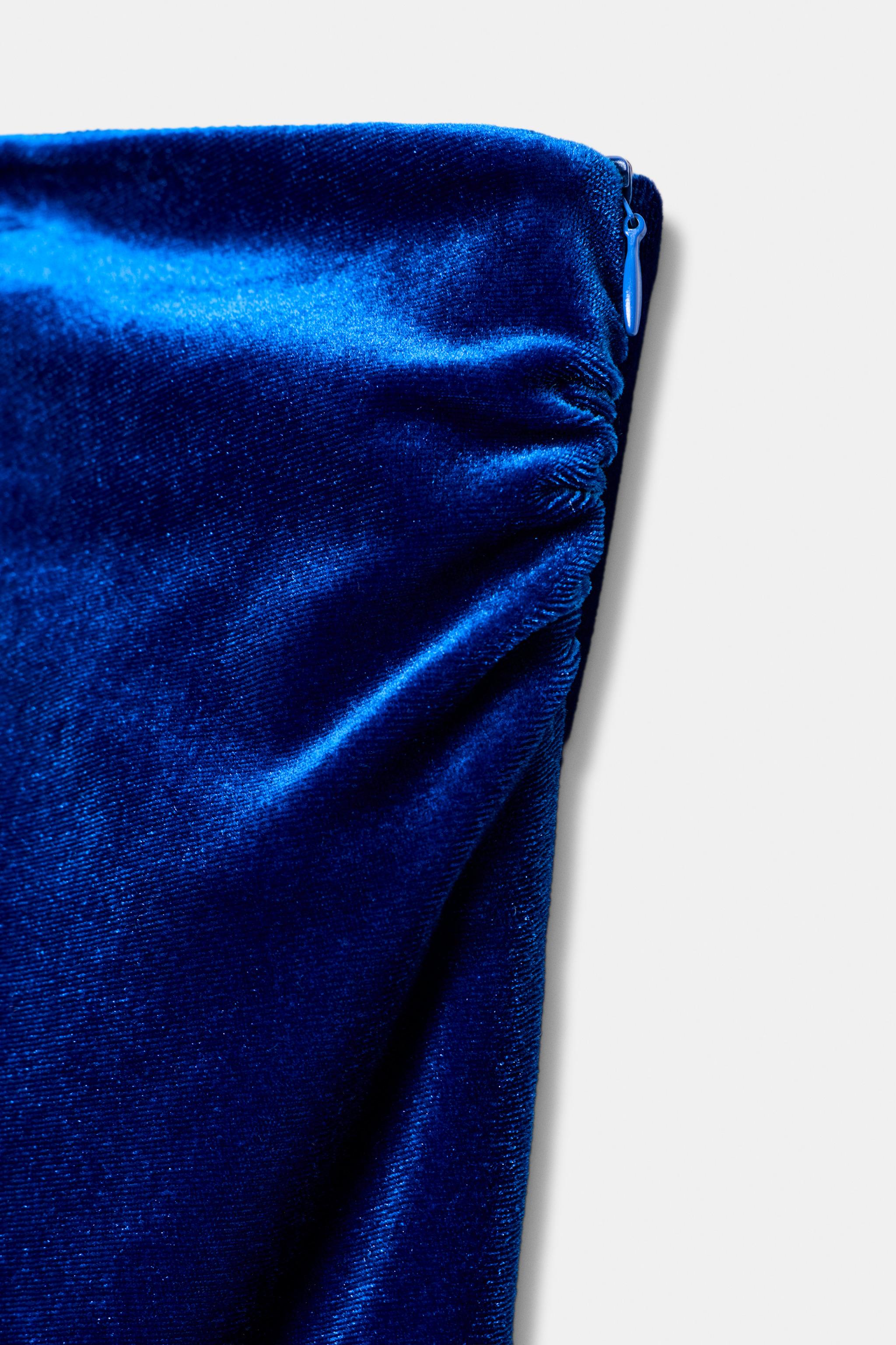 ASYMMETRIC VELVET MIDI DRESS